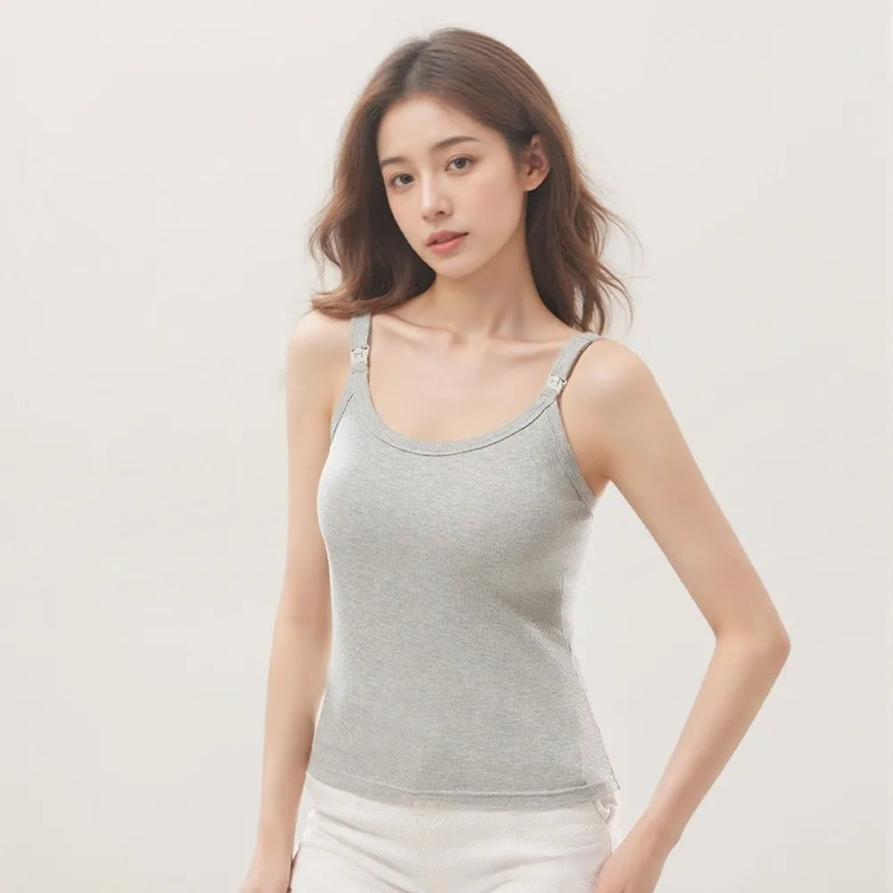 Ribbed Nursing Cami with Built-in Cups