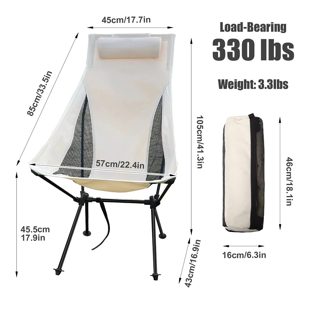 Lightweight High-Back Folding Chair with Headrest