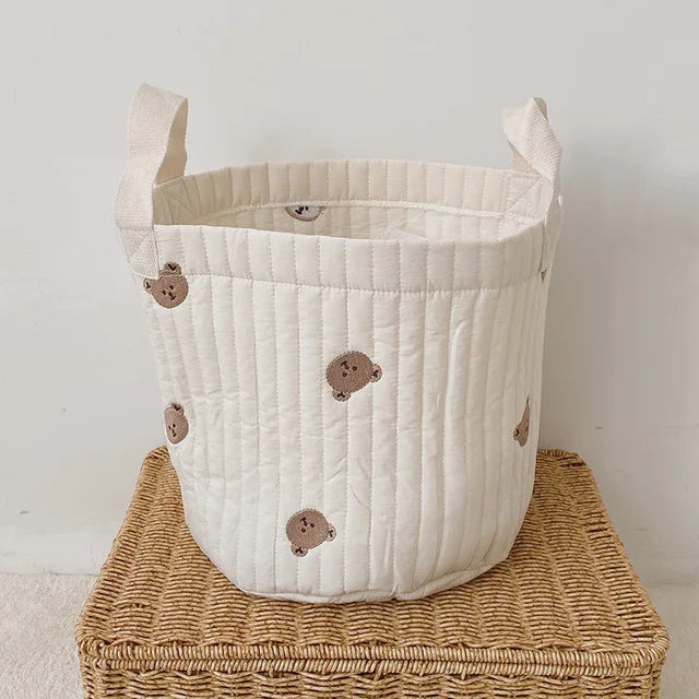 Quilted Bear Embroidered Nursery Caddy Basket
