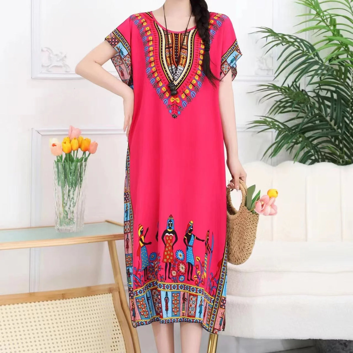 Rose Pink Border Print