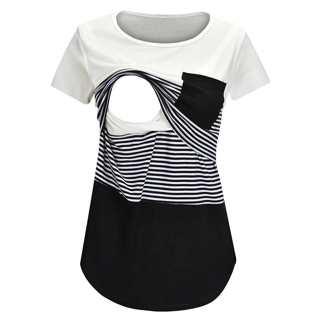 Striped Short-Sleeve Nursing Tee