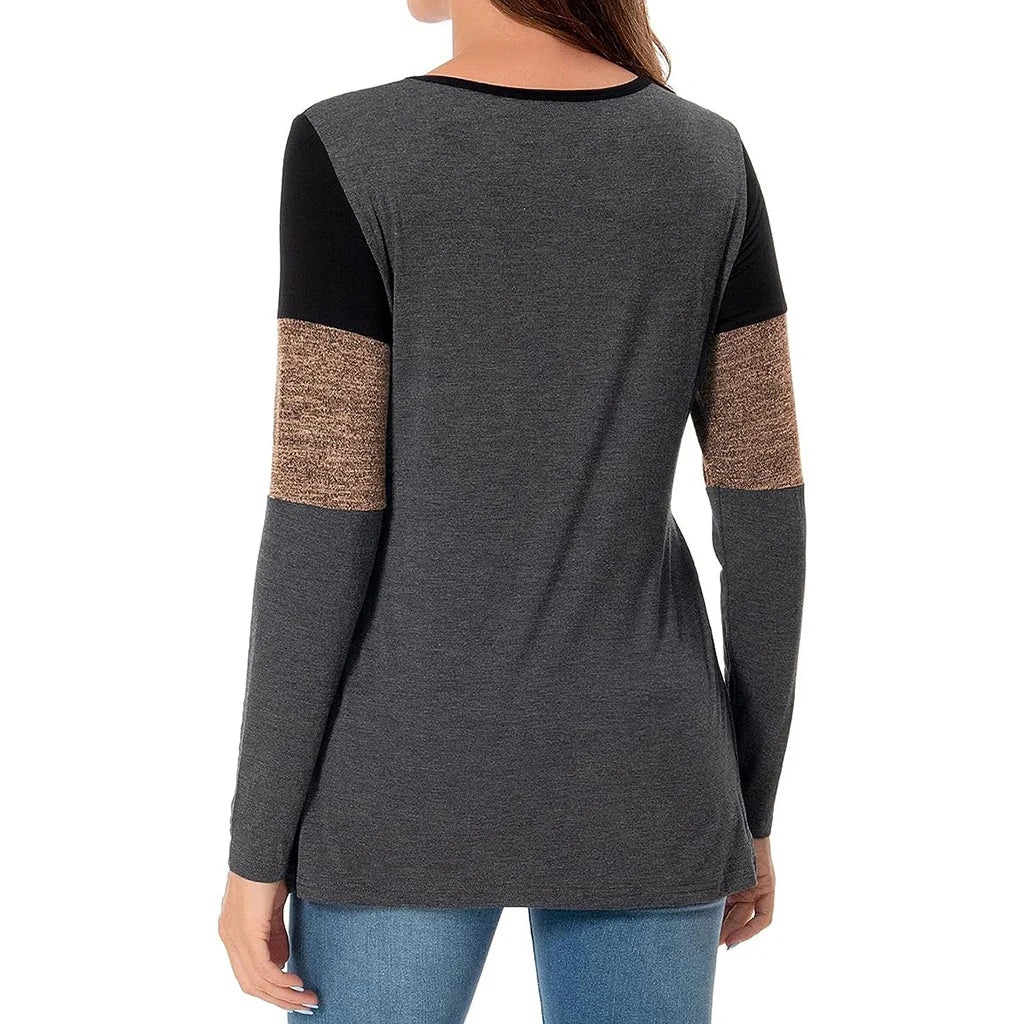 Patchwork Long-Sleeve Nursing Top
