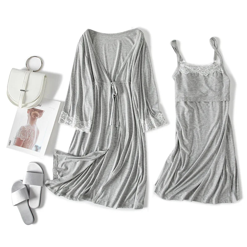 Maternity Nursing Nightgown & Robe Set