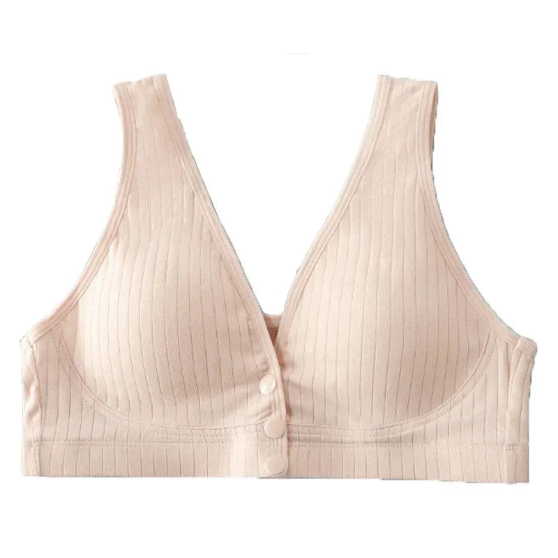 Ribbed Cotton Front-Zip Nursing Bra