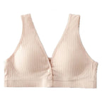 Ribbed Cotton Front-Zip Nursing Bra