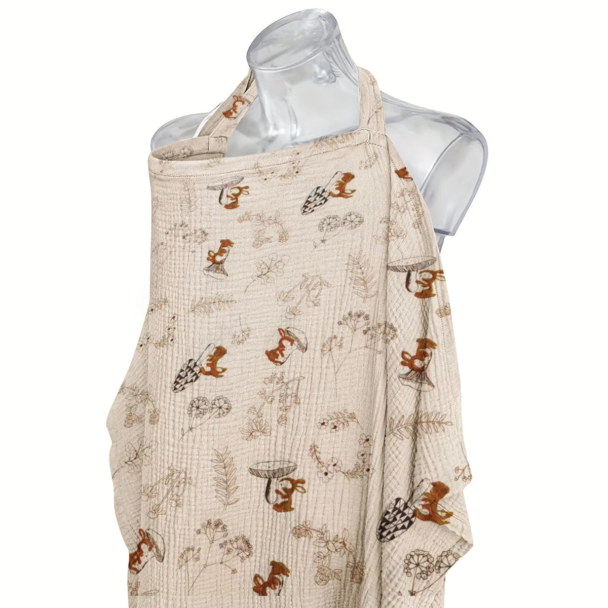 Printed Gauze Nursing Shawl with Neck Strap