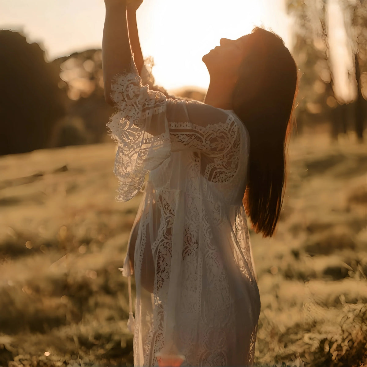 White Lace Maternity Photoshoot Maxi Dress