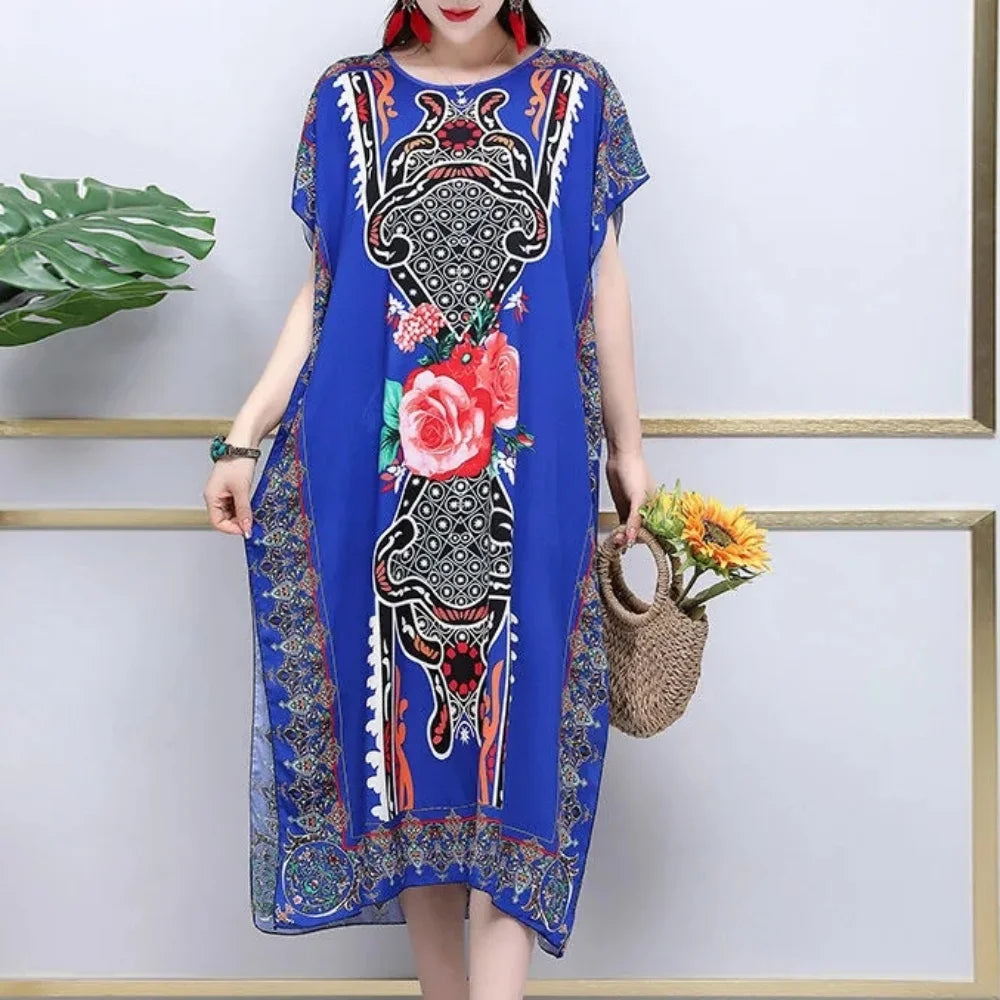 Boho Dashiki Print Kaftan Maxi Dress