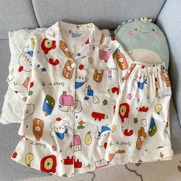Embroidered Plaid Short Pajama Set