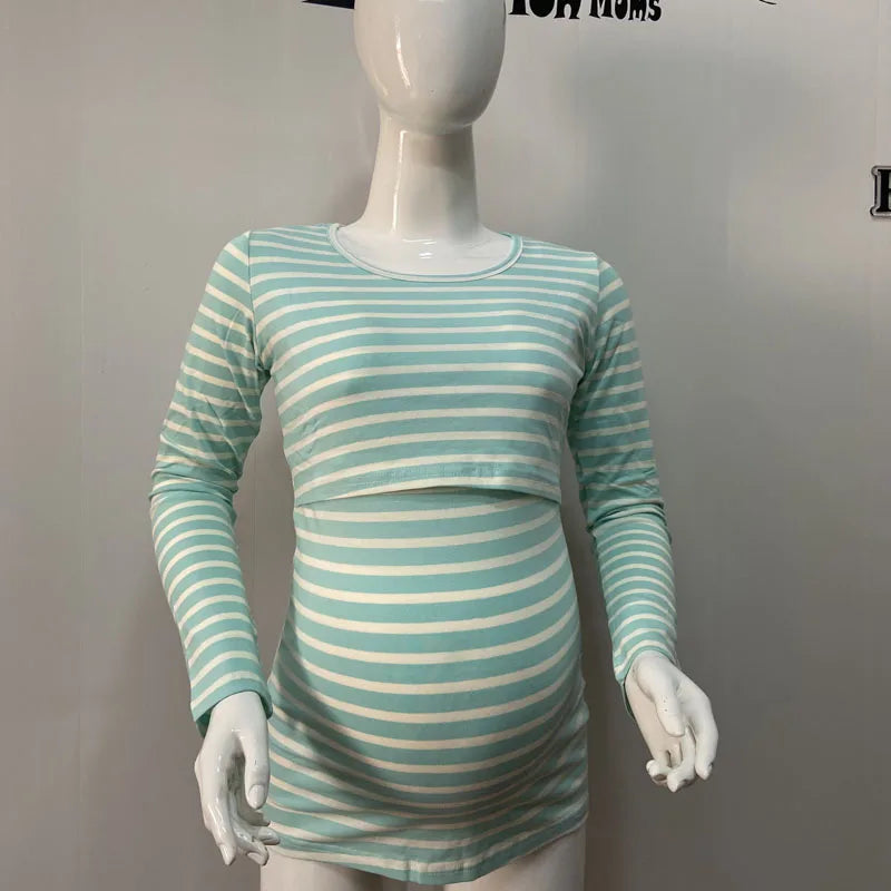 Striped Long-Sleeve Nursing Tee