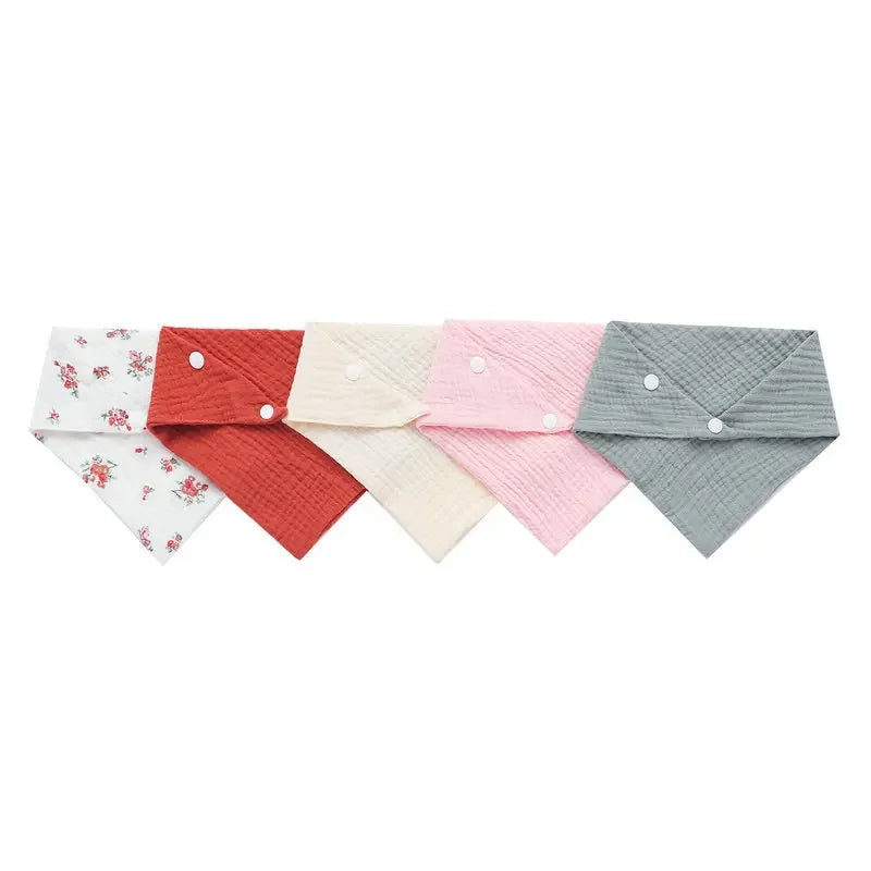 5pc Muslin Triangle Bandana Bibs