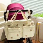 Quilted Cotton Mommy Tote with Bear Pockets – diaper tote