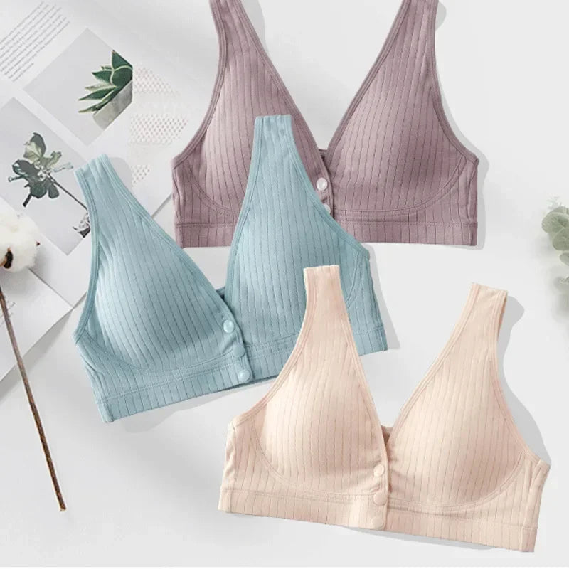 Ribbed Cotton Front-Zip Nursing Bra