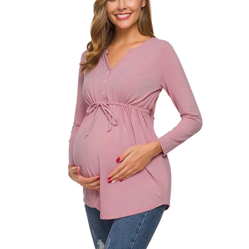 Tie-Waist Long-Sleeve Nursing Top