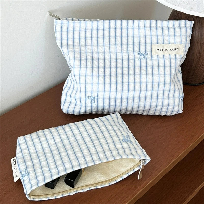 Embroidered Bow Gingham Mommy Pouch