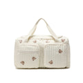 Quilted Cotton Mommy Tote with Bear Pockets in Cream – mom bag