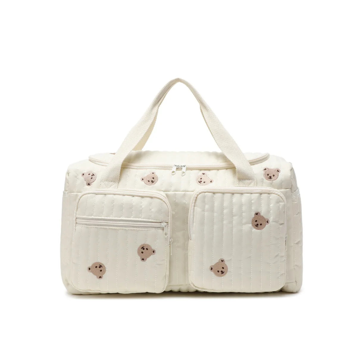 Quilted Cotton Mommy Tote with Bear Pockets