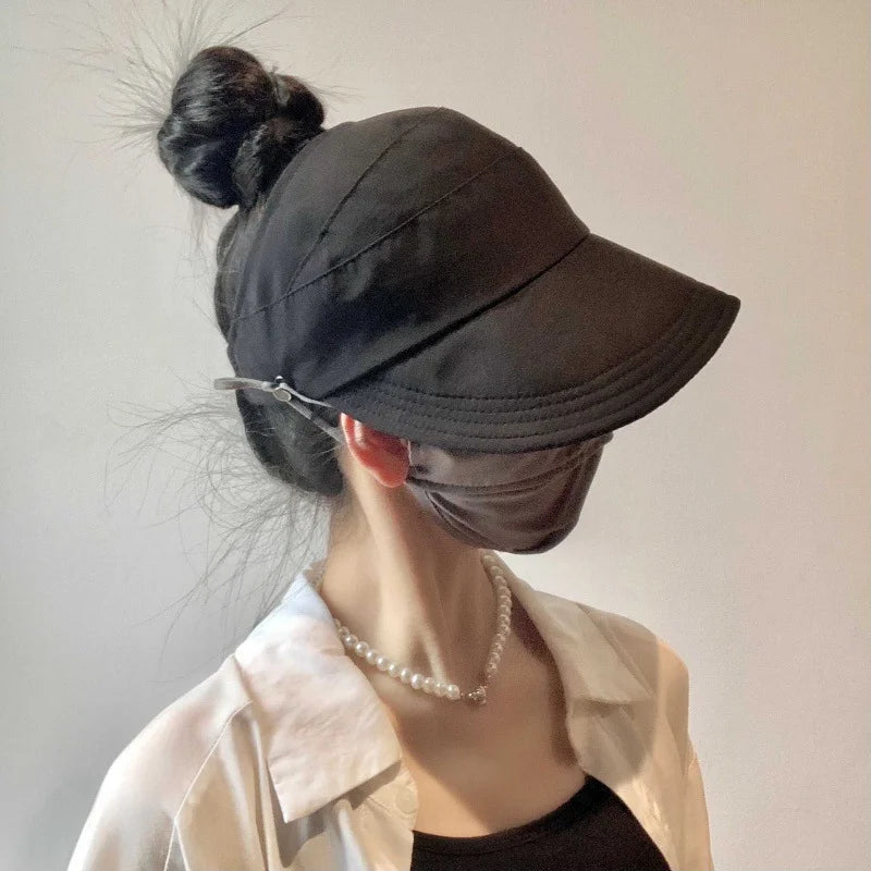 Wide Brim Ponytail Sun Hat
