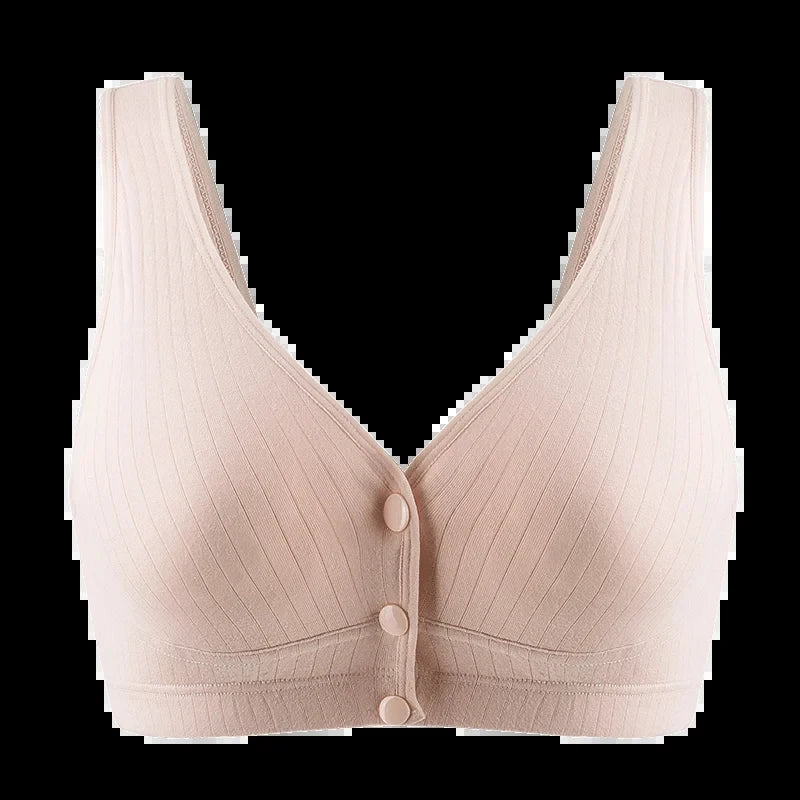 Cotton Front-Buckle Nursing Vest Bra