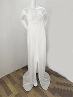 Lace & Chiffon Split-Front Maternity Photoshoot Gown