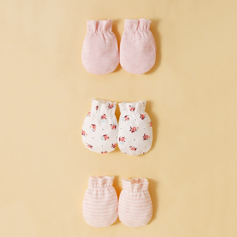 Baby Hat & Scratch Mittens, 3 Sets